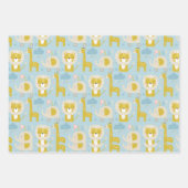キュートパステル男の赤ちゃんブルーエレファントストークキリン ラッピングペーパーシート (正面)