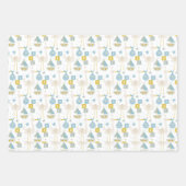 キュートパステル男の赤ちゃんブルーエレファントストークキリン ラッピングペーパーシート (正面3)