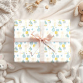 キュートパステル男の赤ちゃんブルーエレファントストークキリン ラッピングペーパーシート