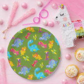 キュートパター子供へングリーンベビー恐竜誕生日 ペーパープレート (パーティー)