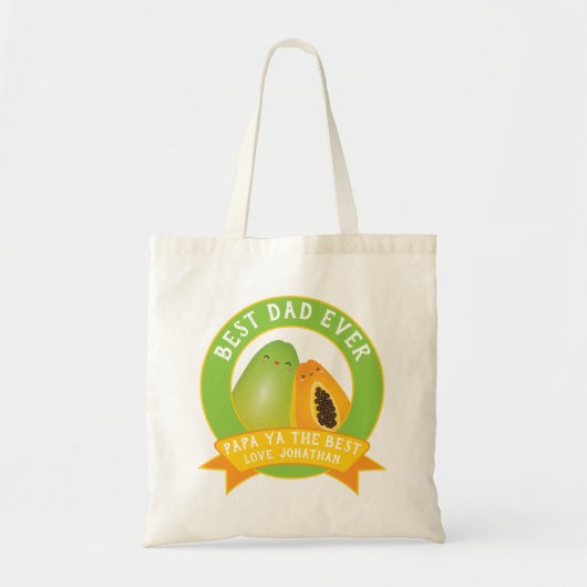 キュートパパヤザ最高のフルーツパンおもしろいパパ トートバッグ (正面)
