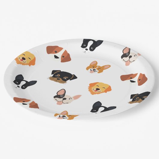 キュートパピズドッグ誕生日 ペーパープレート (アングル)