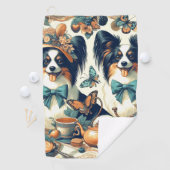 キュートパピロンドッグイラストレーション ゴルフタオル (インサイチュ)
