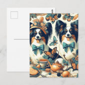 キュートパピロンドッグイラストレーション ポストカード (正面/裏面)