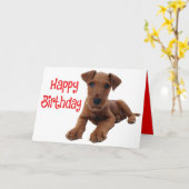 キュートパピーアイレデールテリアドッグ誕生日 カード (黄色い花)