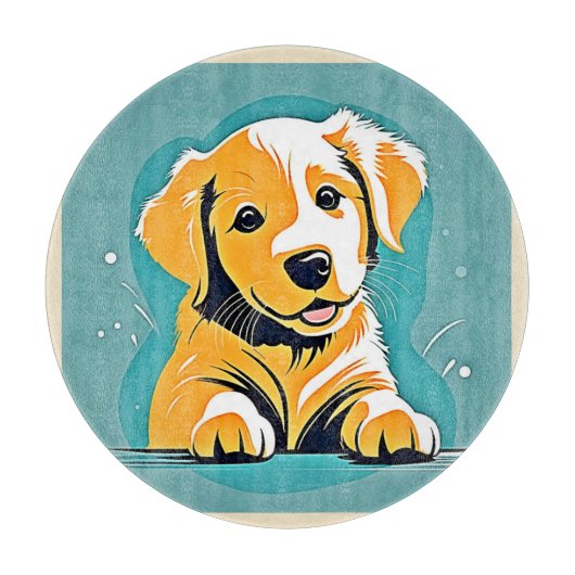 キュートパピーアートデザイン カッティングボード (正面)