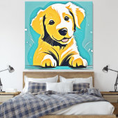 キュートパピーアートデザイン キャンバスプリント (インサイチュ (寝室))