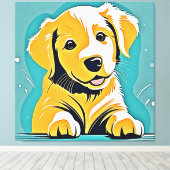キュートパピーアートデザイン キャンバスプリント (インサイチュ (ウッドフロア))