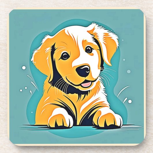 キュートパピーアートデザイン コースター (正面)