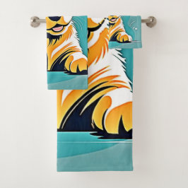 キュートパピーアートデザイン バスタオルセット