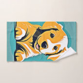 キュートパピーアートデザイン バスタオルセット (ハンドタオル)