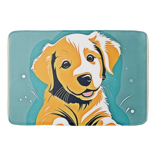 キュートパピーアートデザイン バスマット (正面)