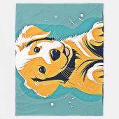 キュートパピーアートデザイン フリースブランケット (正面)