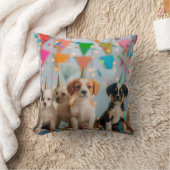 キュートパピースバースデーパーティーお祝いデザイン クッション (ブランケット)