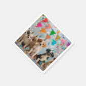 キュートパピースバースデーパーティーお祝いデザイン スタンダードカクテルナプキン (角)