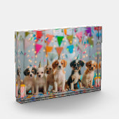 キュートパピースバースデーパーティーお祝いデザイン フォトブロック (左)