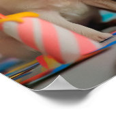 キュートパピースバースデーパーティーお祝いデザイン ポスター (角)