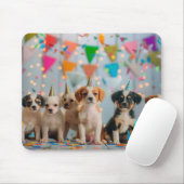 キュートパピースバースデーパーティーお祝いデザイン マウスパッド (マウス)