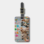 キュートパピースバースデーパーティーお祝いデザイン ラゲッジタグ (正面縦)