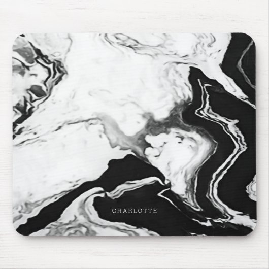 キュートパモダンンダホワイトブラックマーブル名前をカスタムする マウスパッド (正面)