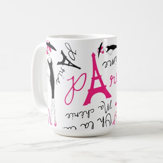 キュートパリテーマスタイリッシュレディ コーヒーマグカップ (正面左)