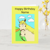 キュートパロミノポニーハッピーバースデーカード カード (黄色い花)