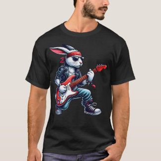 キュートパンクウサギ ロックンロール ゴスギター キッズロック Tシャツ