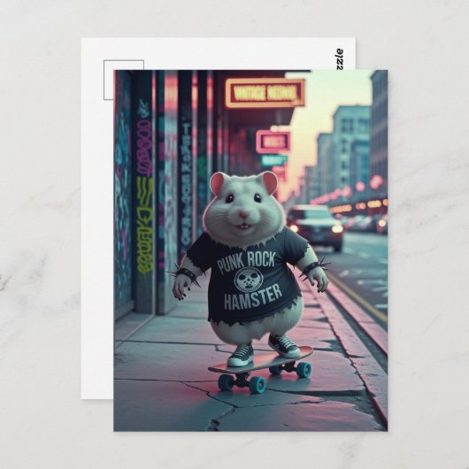 キュートパンクロックゴシックスケートボードハムスター ポストカード (正面/裏面)