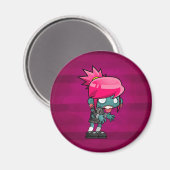 キュートパンクロックゾンビガールイラストレーション マグネット (正面/裏面)