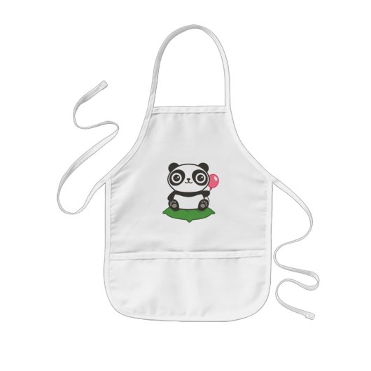 キュートパンダイラストレーション 子供用エプロン (正面)