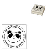 キュートパンダカスタムファミリーネームラウンド差出人住所 ラバースタンプ (押印)
