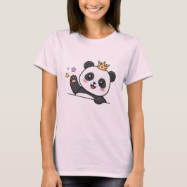 キュートパンダキングのキャラクター - かわいいクラウンパンダのPeeki Tシャツ
