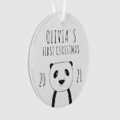 キュートパンダバビズ初めてのクリスマス白黒 オーナメント (正面)