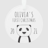 キュートパンダバビズ初めてのクリスマス白黒 オーナメント (裏面)