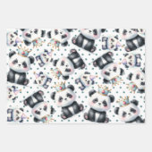 キュートパンダパターン誕生日ボーイグリーン ラッピングペーパーシート (正面2)