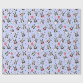 キュートパンダパターン誕生日 |紫 ラッピングペーパー (フラット)