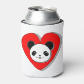 キュートパンダベアーアンド赤いハートスケッチ 缶クーラー (缶正面)