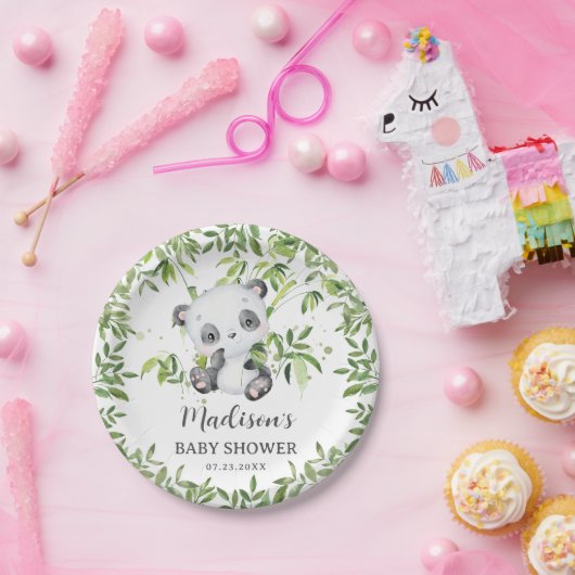 キュートパンダベアーキュブグリーンリーベビーシャワー誕生日 ペーパープレート (パーティー)