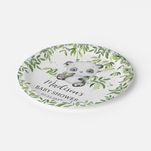 キュートパンダベアーキュブグリーンリーベビーシャワー誕生日 ペーパープレート (アングル)