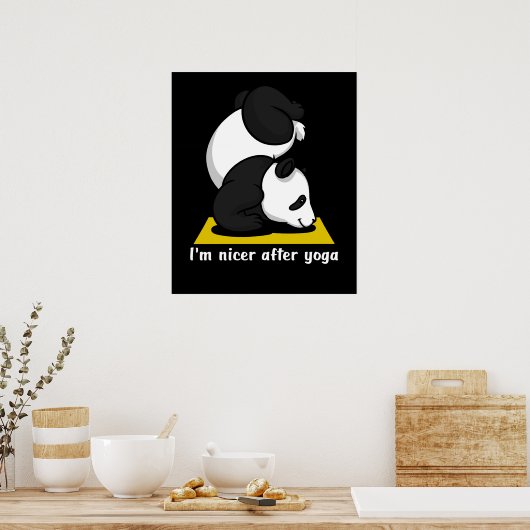 キュートパンダベアーゼンヨガトレーニング ポスター (キッチン)