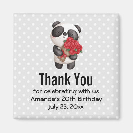 キュートパンダベアーローズブーケパーティー有難う マグネット