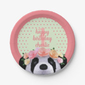 キュートパンダベア誕生日エイジピーチ紙プレート ペーパープレート (正面)