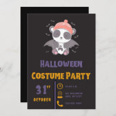 キュートパンダヴァンパイア幽霊こうもりブラックハロウィーン 招待状 (正面/裏面)