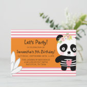 キュートパンダ誕生日ガール招待状 招待状 (スタンド正面)