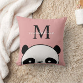 キュートパンダ赤面ピンクモノグラム台本 クッション (ブランケット)