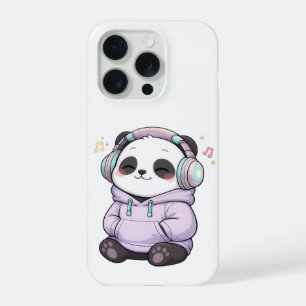 キュートパンダiPhoneケース かわいいヘッドホン美意識 iPhone 15 Proケース