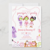 キュートパンパーパーティーガール誕生日 招待状 (正面)