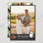 キュートパンプキン幽霊ハッピーハローウィン写真 シーズンカード (正面/裏面)