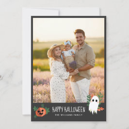 キュートパンプキン幽霊ハッピーハローウィン写真 シーズンカード