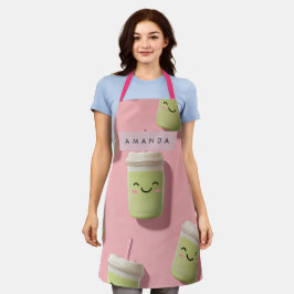 キュートパーソナライズされたかわいいパステルスムージー抹茶 エプロン